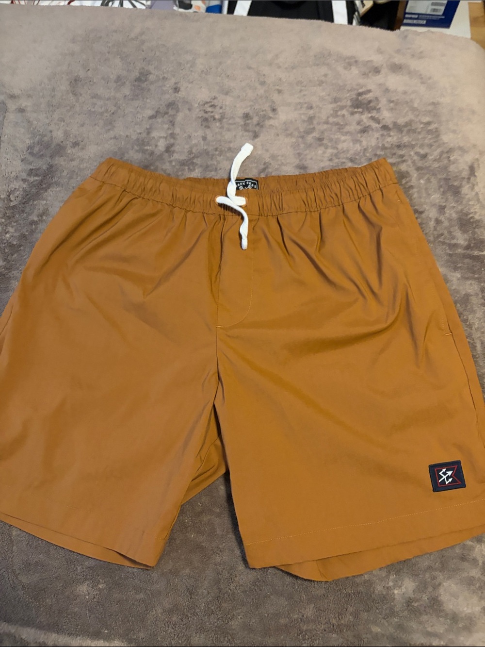 Men's Dark Seas Rust Brown Drawstring Swim Shorts